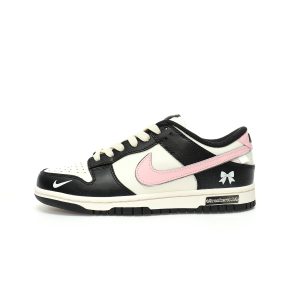 Nike SB Dunk Low"Bow" Black and white pink BP1220-009 Leather Sports shoes