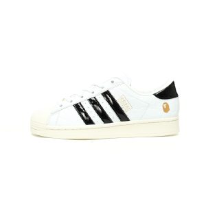 BAPE x Adidas Superstar Vintage"White Black" shoes JR2701
