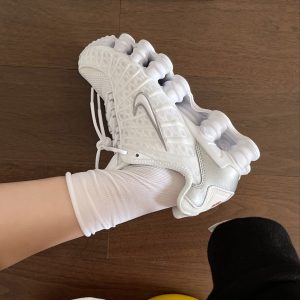 Nike Shox TLX “white silver” Men's and women's sports shoes