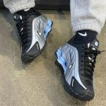 Buy online 2025 Nike Shox R4 Retro “silver black blue” men's and women's shoes