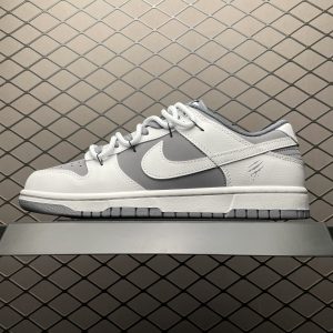 Nike SB Dunk Low Lot White Grey Laced Men's Skateboard Shoes - Discounted Casual Sport Sneakers