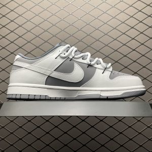 Nike SB Dunk Low Lot White Grey Laced Men's Skateboard Shoes - Discounted Casual Sport Sneakers