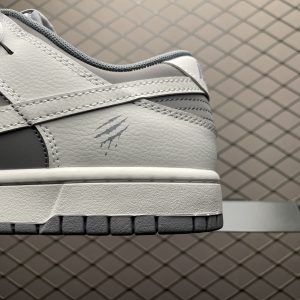 Nike SB Dunk Low Lot White Grey Laced Men's Skateboard Shoes - Discounted Casual Sport Sneakers