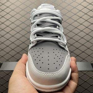 Nike SB Dunk Low Lot White Grey Laced Men's Skateboard Shoes - Discounted Casual Sport Sneakers