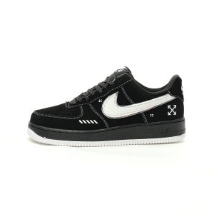 Off-White x Nike Air Force 1 '07 Suede Black White Unisex Classic Low-Top Versatile Casual Sneakers with Discount​