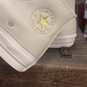 Converse Chuck Taylor All Star Lifted High Beige Leather Platform Sneakers Men Women​