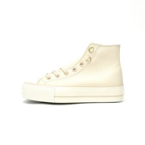 Converse Chuck Taylor All Star Lifted High Beige Leather Platform Sneakers Men Women​