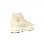Converse Chuck Taylor All Star Lifted High Beige Leather Platform Sneakers Men Women​