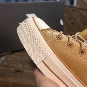 Converse Chuck Taylor All Star Lifted High Brown Leather Platform Sneakers Men Women​