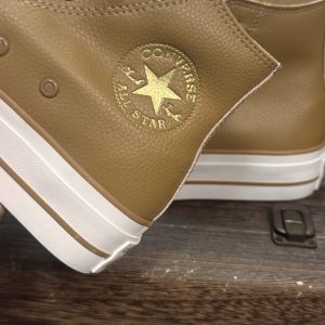 Converse Chuck Taylor All Star Lifted High Brown Leather Platform Sneakers Men Women​