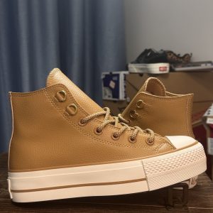 Converse Chuck Taylor All Star Lifted High Brown Leather Platform Sneakers Men Women​
