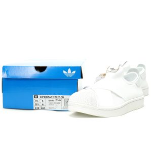 Adidas Superstar II Slip-On All White Elastic Strap Inspired Unisex Casual Sneakers Adidas Superstar II Slip-On All White Elastic Strap Inspired Unisex Casual Sneakers