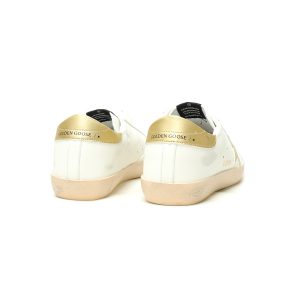 Vintage Star Distressed Low Top Sneakers White Gold Heel – Unisex Casual Retro Dirty Shoes