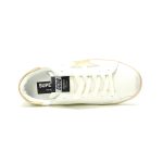 Vintage Star Distressed Low Top Sneakers White Gold Heel – Unisex Casual Retro Dirty Shoes