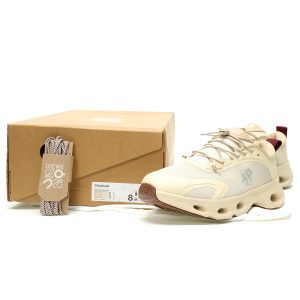 Loewe x On Cloudsolo Low Top Running Shoes Beige Burgundy Lightweight Sneakers Loewe x On Cloudsolo Low Top Running Shoes Beige Burgundy Lightweight Sneakers