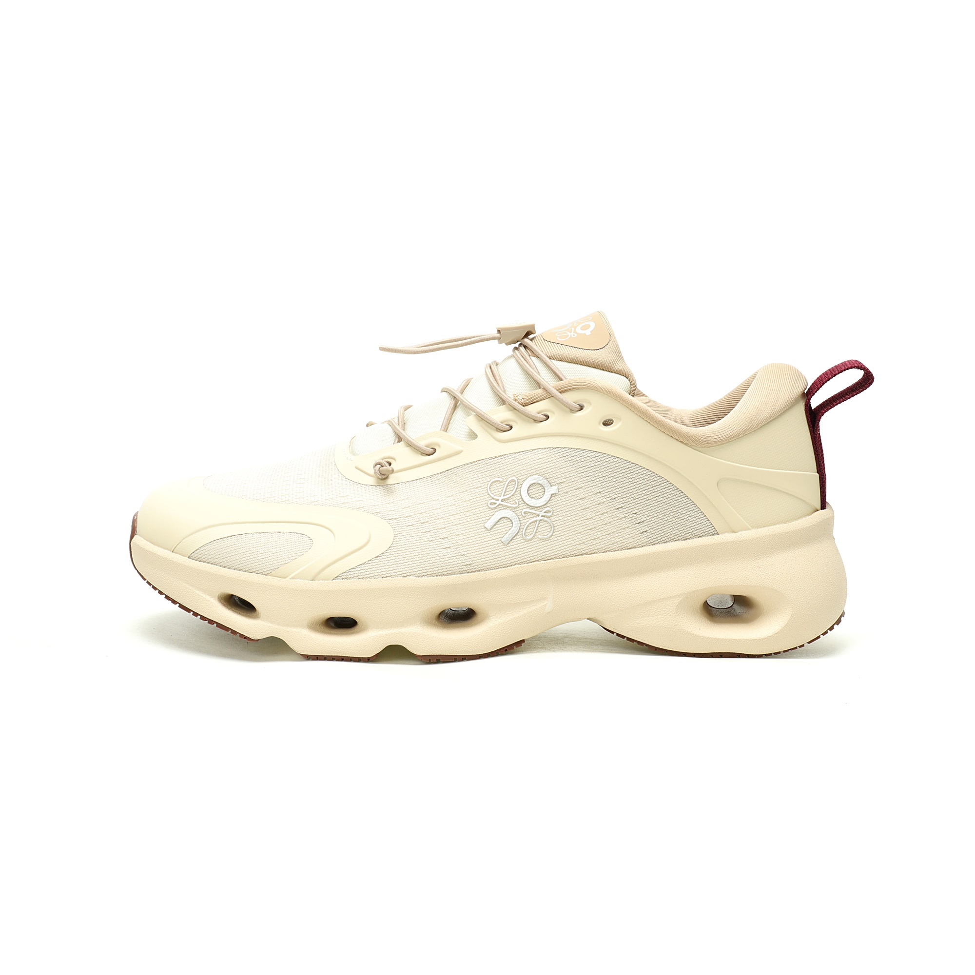 Loewe x On Cloudsolo Low Top Running Shoes Beige Burgundy Lightweight Sneakers Loewe x On Cloudsolo Low Top Running Shoes Beige Burgundy Lightweight Sneakers
