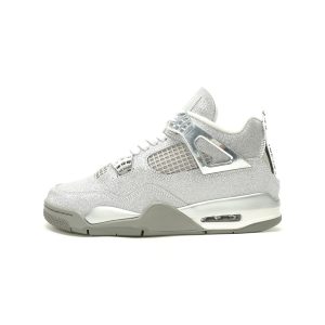 Nike Air Jordan 4 Retro Glitter Glove Silver Men's Sneakers FQ8138-092