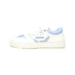 Off-White™ 3.0 Court Low Top White Light Blue Leather Sneakers