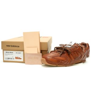 Miu Miu x New Balance 530 SL Coffee Brown Leather Gum Sole Sneakers ECAP523059B Miu Miu x New Balance 530 SL Coffee Brown Leather Gum Sole Sneakers ECAP523059B