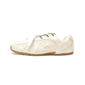 Miu Miu x New Balance 530 SL Off-White Distressed Leather Gum Sole Sneakers ECAP523059B