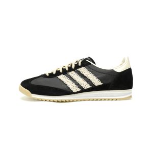 adidas Originals SL72 OG Black Cream Woven Stripes Suede Nylon Sneakers KI9843