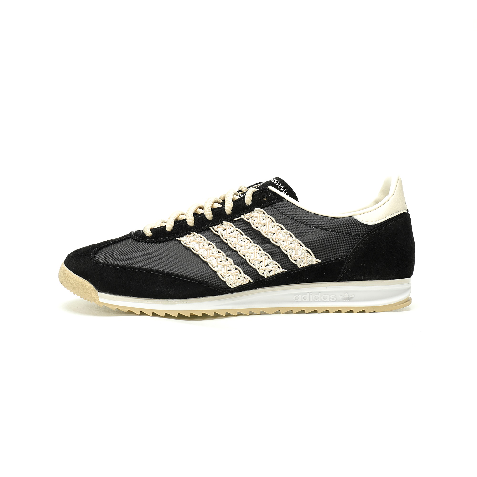adidas Originals SL72 OG Black Cream Woven Stripes Suede Nylon Sneakers KI9843 adidas Originals SL72 OG Black Cream Woven Stripes Suede Nylon Sneakers KI9843